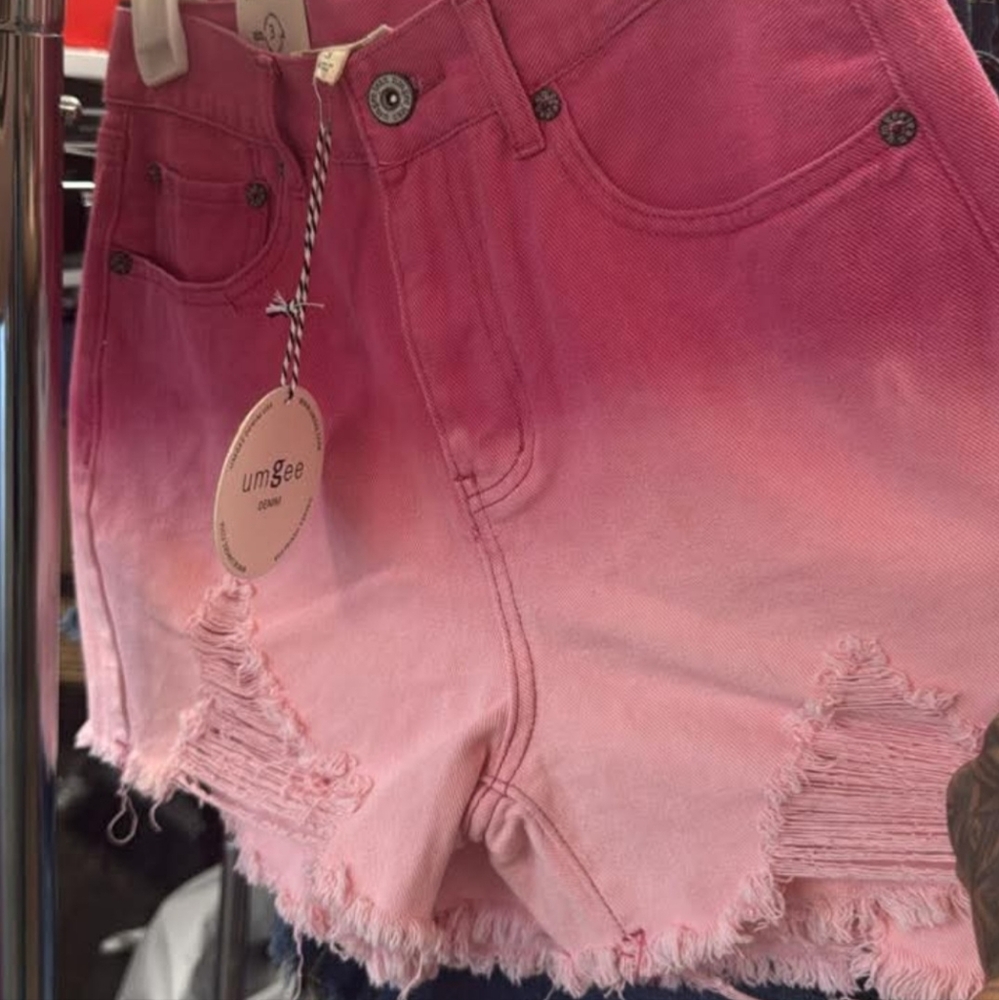 Umgee Women's Pink Gradient Jean Shorts